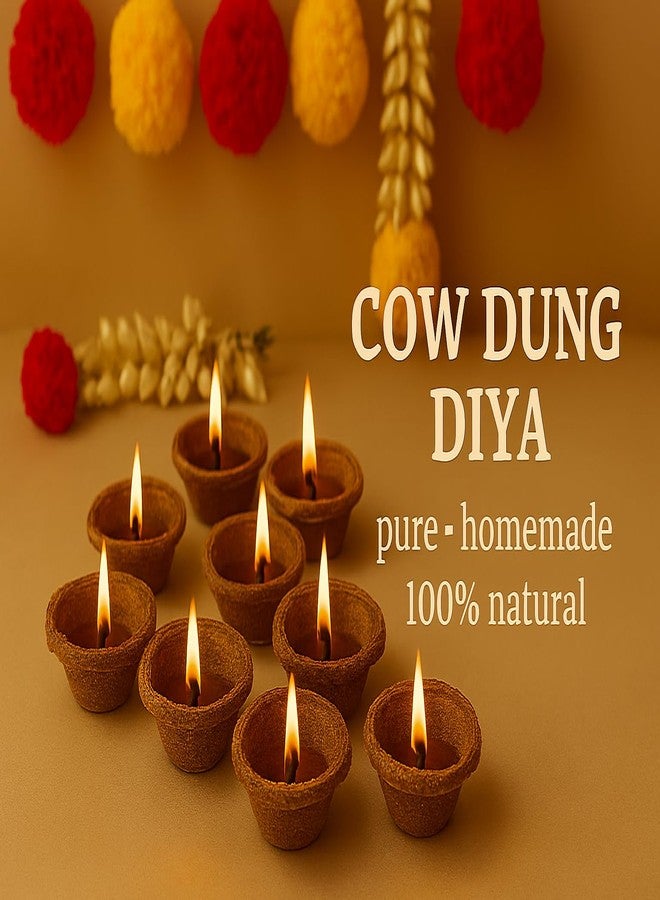 Jaipur Ace Handmade Desi Pure Cow Dung Diya for Puja, Handcrafted Deepak for Diwali, Traditional Dia for Hawan, Pujan & Religious Purpose, (11), Brown - Image 3